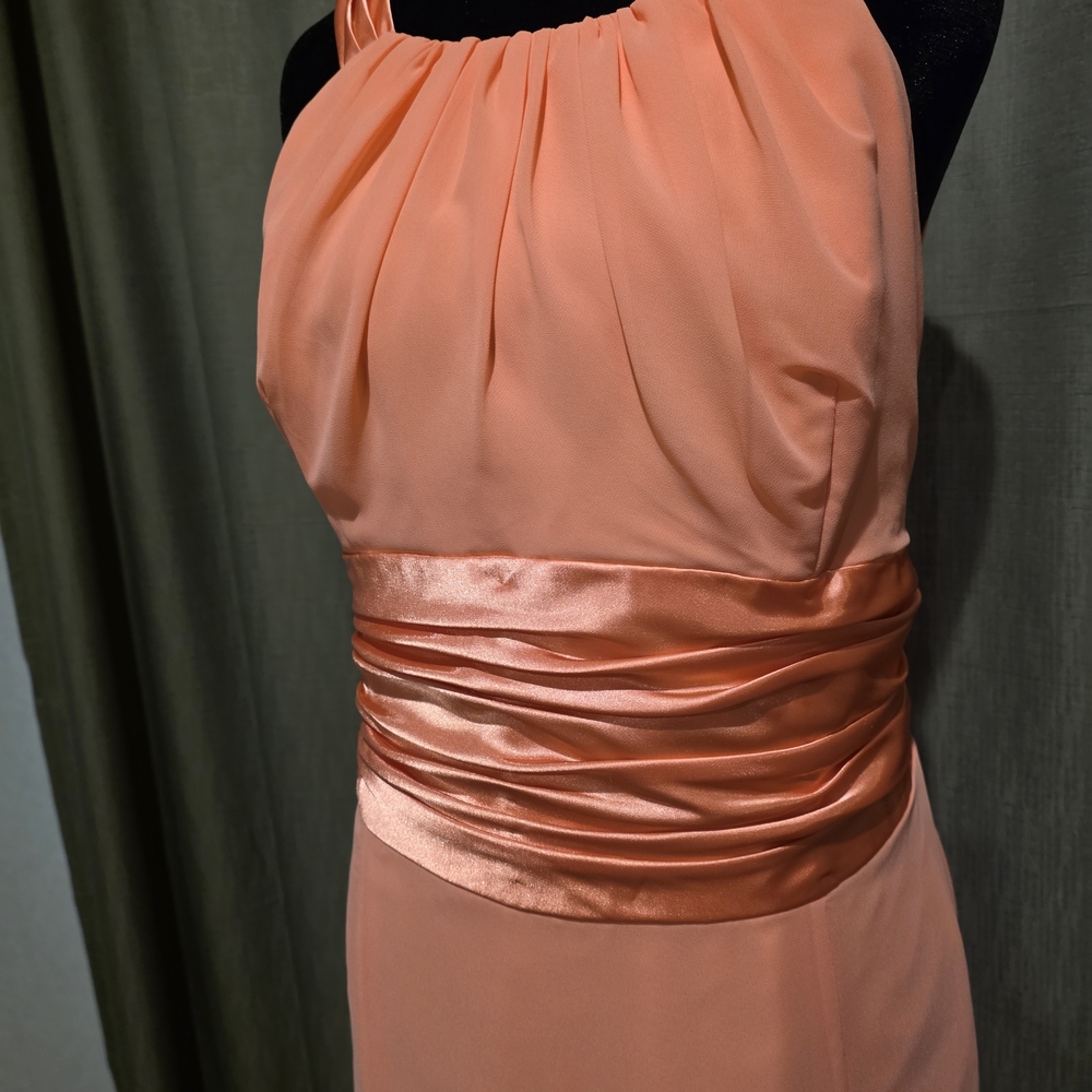 David's Bridal Coral Satin-Waist Maxi Dress - Picture 2 of 5